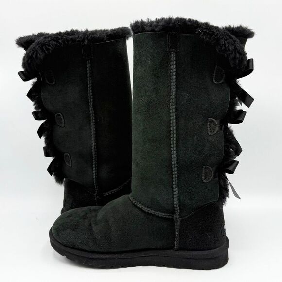 UGG Bailey Boot II Tall Black Suede Fur Lined Winter Boots - US Women 6 / EU 37 - Picture 10 of 13